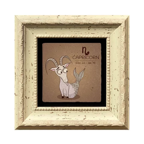 CAPRICORN HOROSCOPE COASTER 04 WHITE FRAME