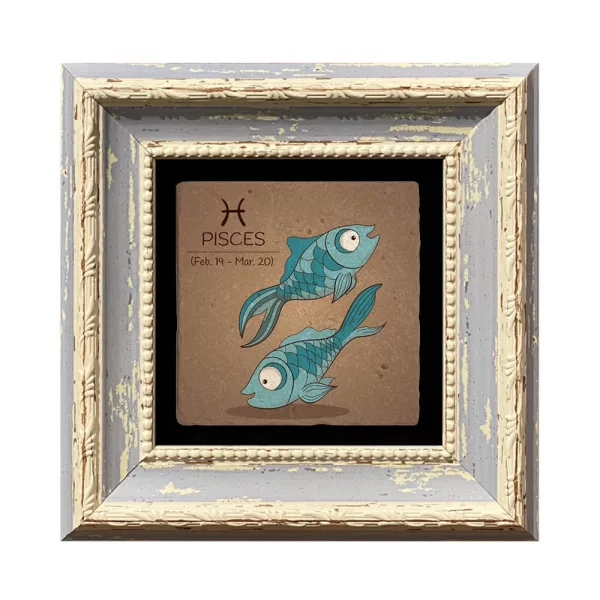 PISCES HOROSCOPE COASTER 08 BLUE FRAME