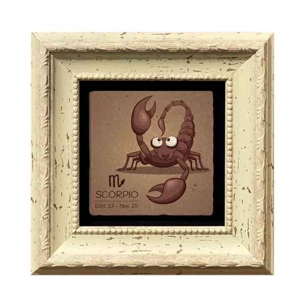 SCORPIO HOROSCOPE COASTER 10 WHITE FRAME