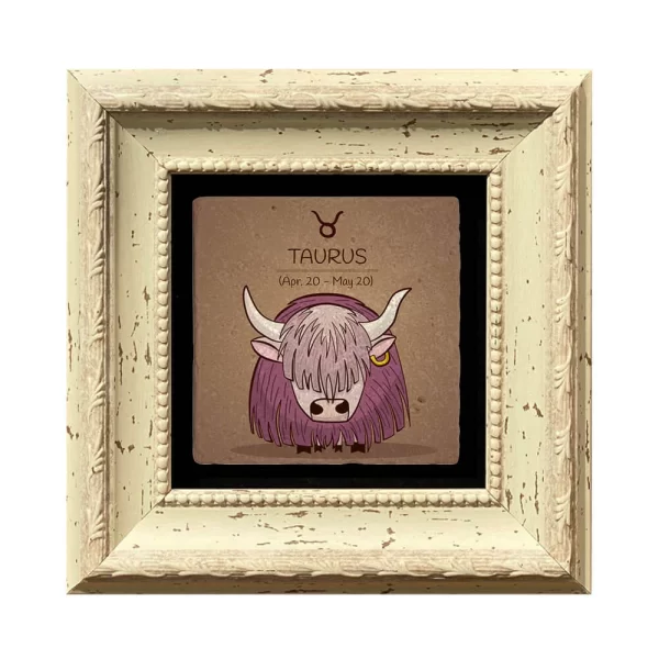 TAURUS HOROSCOPE COASTER 11 WHITE FRAME