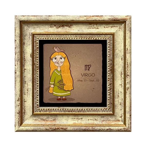 VIRGO HOROSCOPE COASTER 12 GOLD FRAME