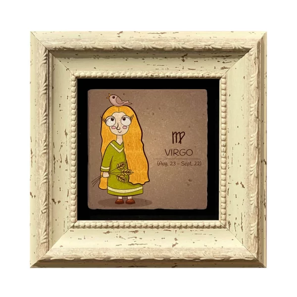 VIRGO HOROSCOPE COASTER 12 WHITE FRAME